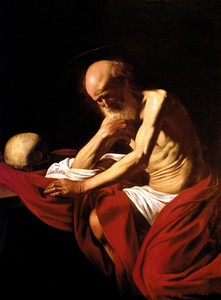 Saint Jerome in Meditation (Penitent Saint Jerome) by Caravaggio, 1605
