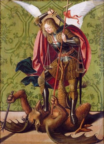 St Michael Killing the Dragon by Josse Lieferinxe, c. 1493–1505