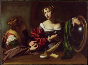 Martha and Mary Magdalene by Caravaggio, c. 1598