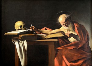 Saint Jerome Writing by Caravaggio, c. 1606