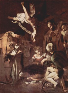 Nativity with Saints Francis and Lawrence by Caravaggio, 1600 or 1609 (contested)
