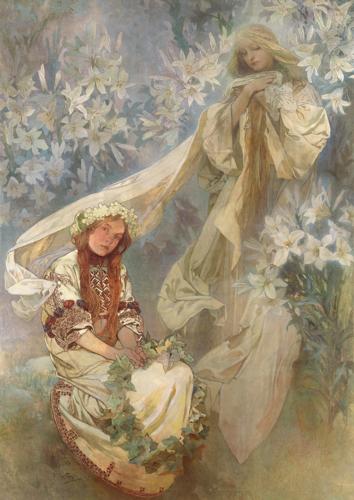 Madonna of the Lilies by Alphonse Mucha, 1905