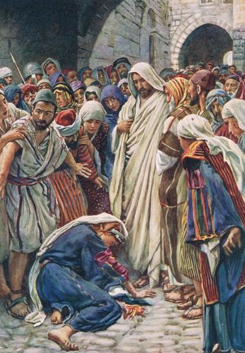 The Woman who Touched the Hem of his Garment by Harold Copping, Printed 1927