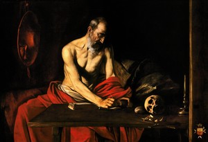 Saint Jerome Writing by Caravaggio, c. 1607–08