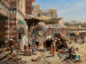 Market in Jaffa by Gustav Bauernfeind, 1887