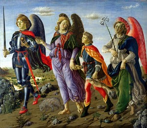 The Three Archangels and Tobias by Francesco Botticini, c. 1485