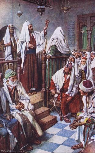 Paul Preaching in the Synagogue at Antioch by Harold Copping, c. 1920s