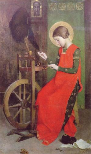 St Elizabeth of Hungary Spinning for the Poor by Marianne Stokes, 1895
