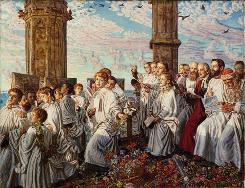 May Morning on Magdalen College Tower, Oxford (smaller version) by William Holman Hunt, 1888–93