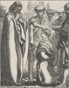 The Unmerciful Servant by John Everett Millais, 1863 design; 1864 print