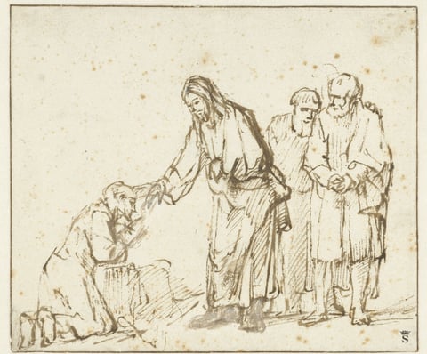 Rembrandt, Christ Healing a Leper (c. 1650–1655)