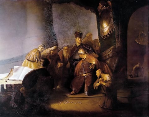 Rembrandt, Judas Repentant, Returning the Pieces of Silver