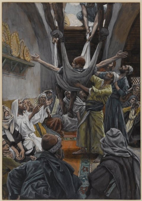 James Tissot, The Palsied Man Let Down through the Roof (1886–1896)